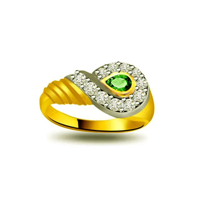 Glorious Sunshine 0.11ct Diamond & Emerald rings SDR1122 -Diamond & Emerald