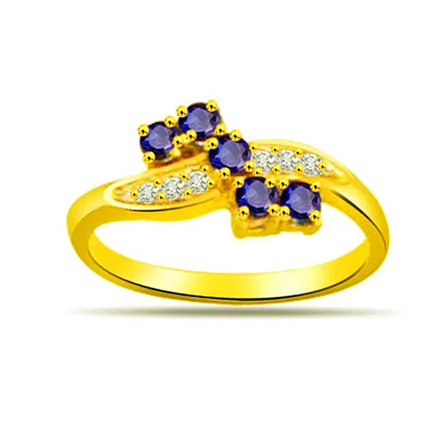 Diamond Dreams - Real Diamond & Blue Sapphire Ring (SDR1130)