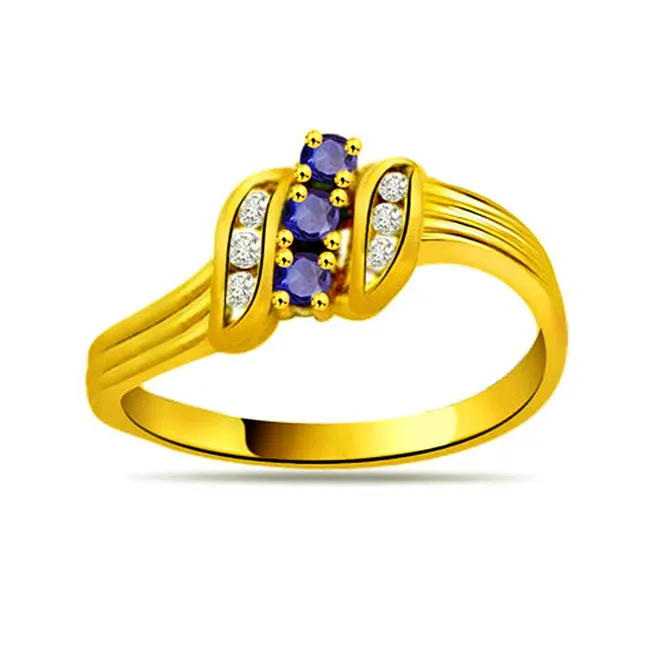 Masculine Charm - Real Diamond & Blue Sapphire Ring (SDR1131)