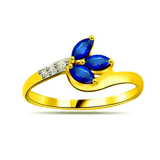 Classic Real Diamond & Blue Sapphire Ring (SDR1132)