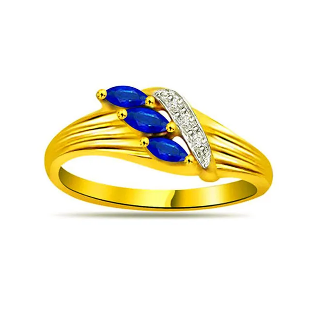 Forever Beautiful - Real Diamond & Blue Sapphire Ring (SDR1133)