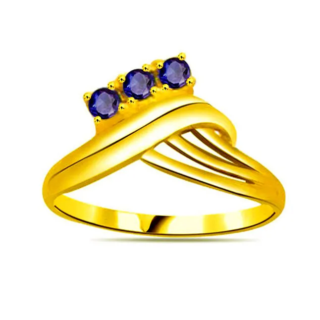 Real Round Sapphire Gold Ring (SDR1137)
