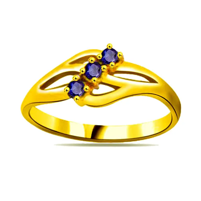 Real Round Sapphire Gold Ring (SDR1138)