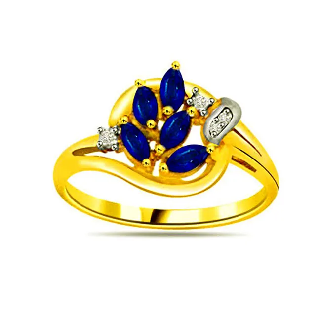 Classic Real Diamond & Sapphire Gold Ring (SDR1140)