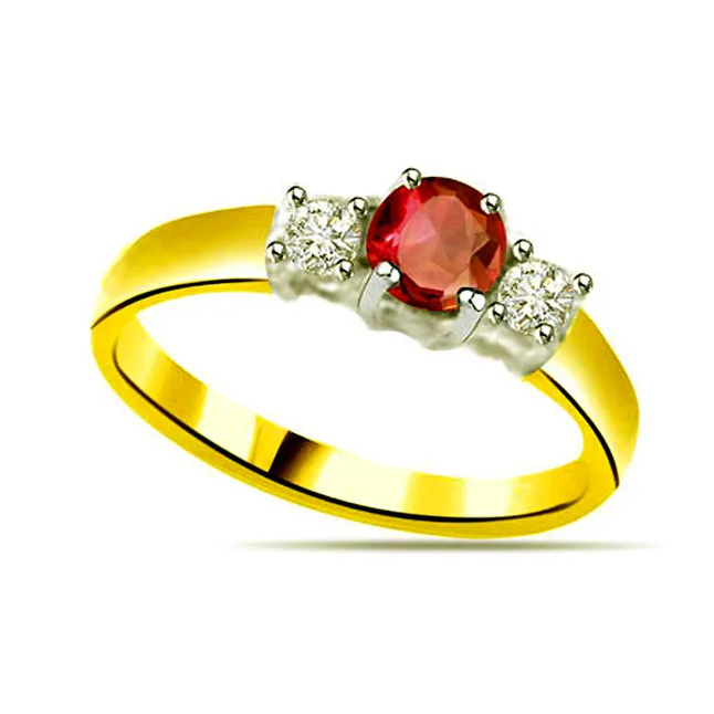 Classic Real Diamond & Ruby Gold Ring (SDR1142)