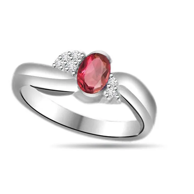 Shining Star 0.18cts Real Diamond & Ruby Gold Ring (SDR1153)