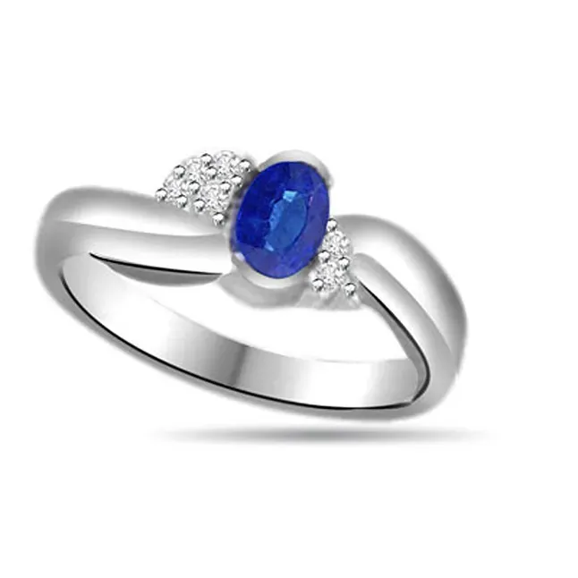 Celestial Glitters 0.18cts Real Diamond & Blue Sapphire Gold Ring (SDR1154)