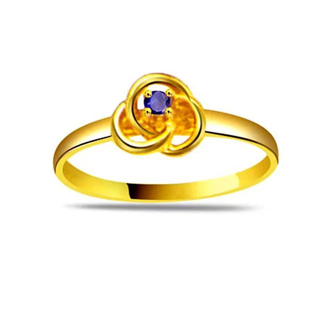 Dazzling Beauty Round Blue Sapphire Gold Ring (SDR1157)