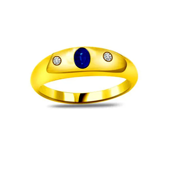 Blue Sapphire Desire Trendy Diamond & Sapphire Gold Ring (SDR1158)