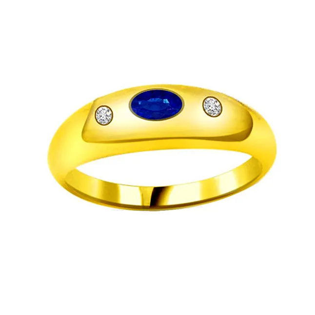 Love For Sapphire Classic Real Diamond & Blue Sapphire Gold Ring (SDR1159)