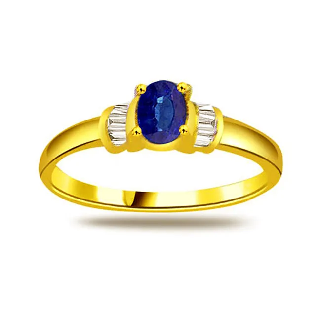 Oval Blue Sapphire Gold Ring (SDR1161)