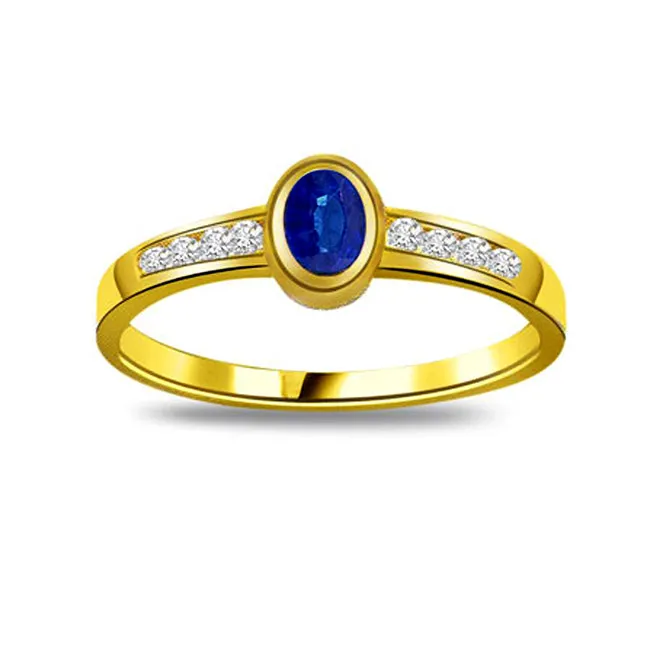 0.16cts Real Diamond & Blue Sapphire Gold Ring (SDR1162)