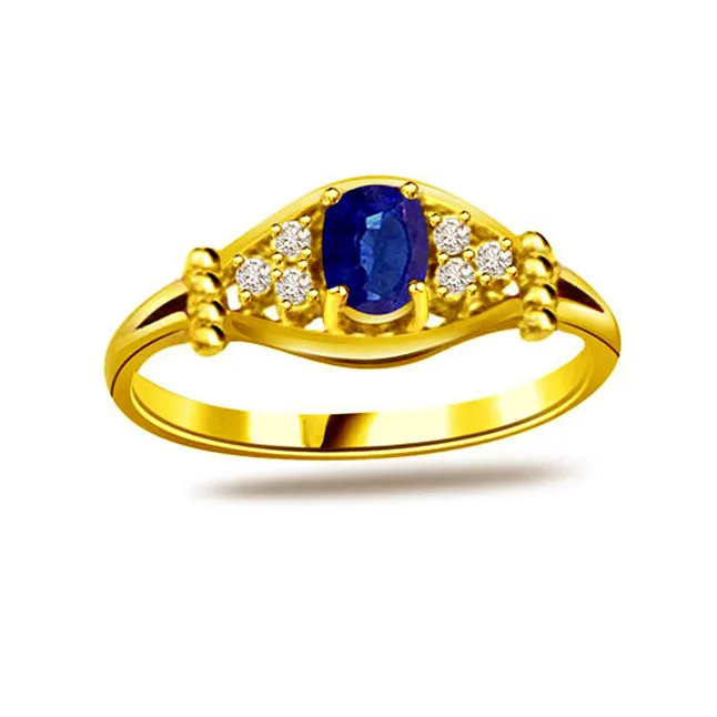 0.18cts Real Diamond & Blue Sapphire Gold Ring (SDR1165)