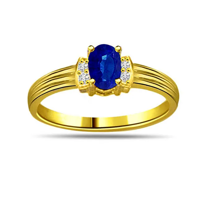 0.10cts Real Diamond & Blue Sapphire Gold Ring (SDR1166)