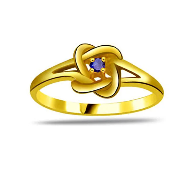 Round Blue Sapphire Gold Ring (SDR1174)