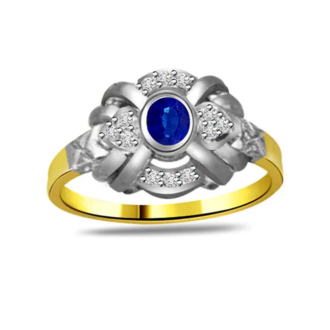 Flower Shaped Real Diamond & Blue Sapphire Ring (SDR1180)