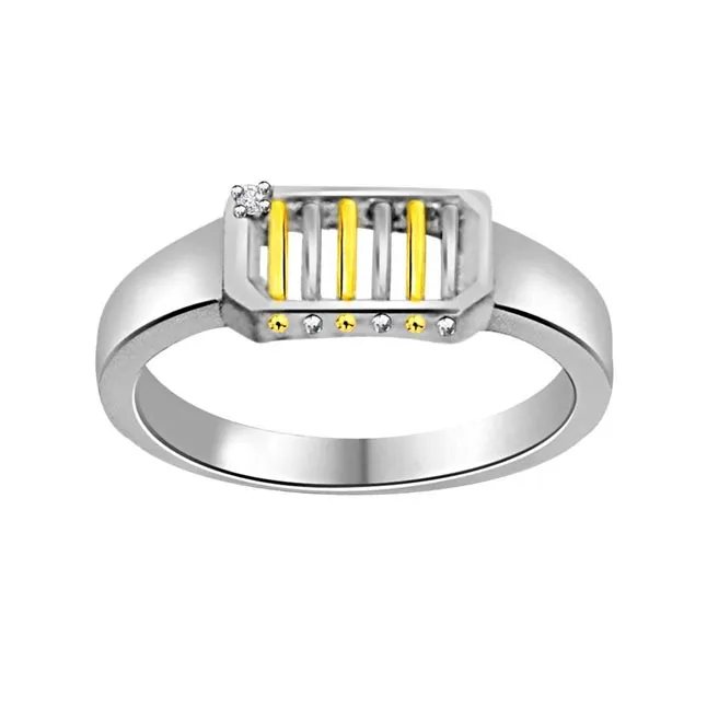 Two-Tone Real Diamond 14kt White Gold Ring (SDR1188)