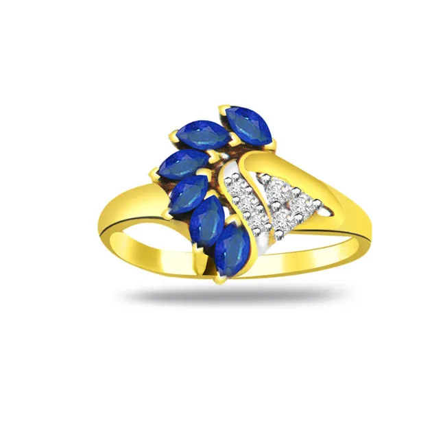 Classic Real Diamond & Sapphire Gold Ring (SDR1217)