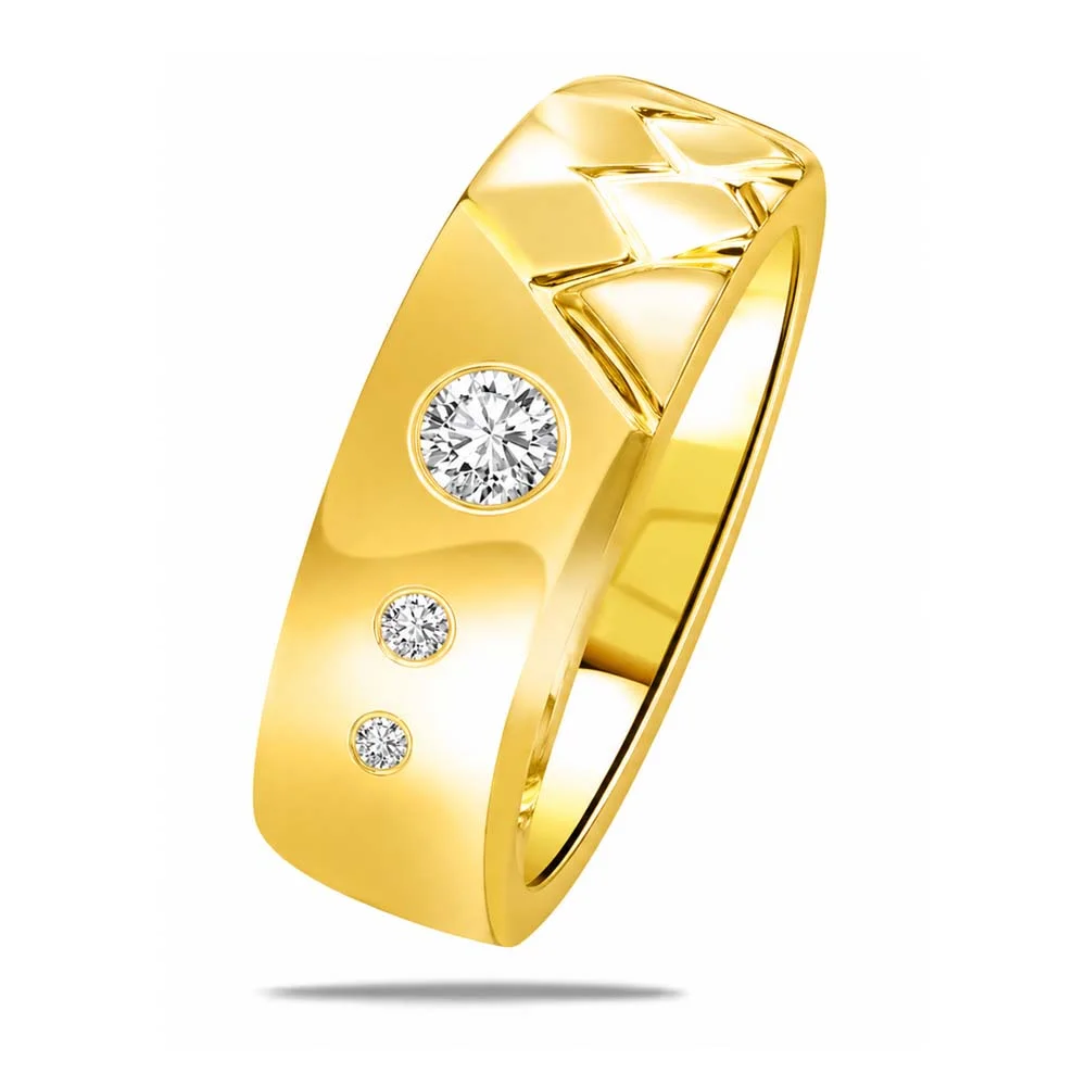 0.07cts Classy Yellow Gold Band with Fine Diamonds (SDR1376)