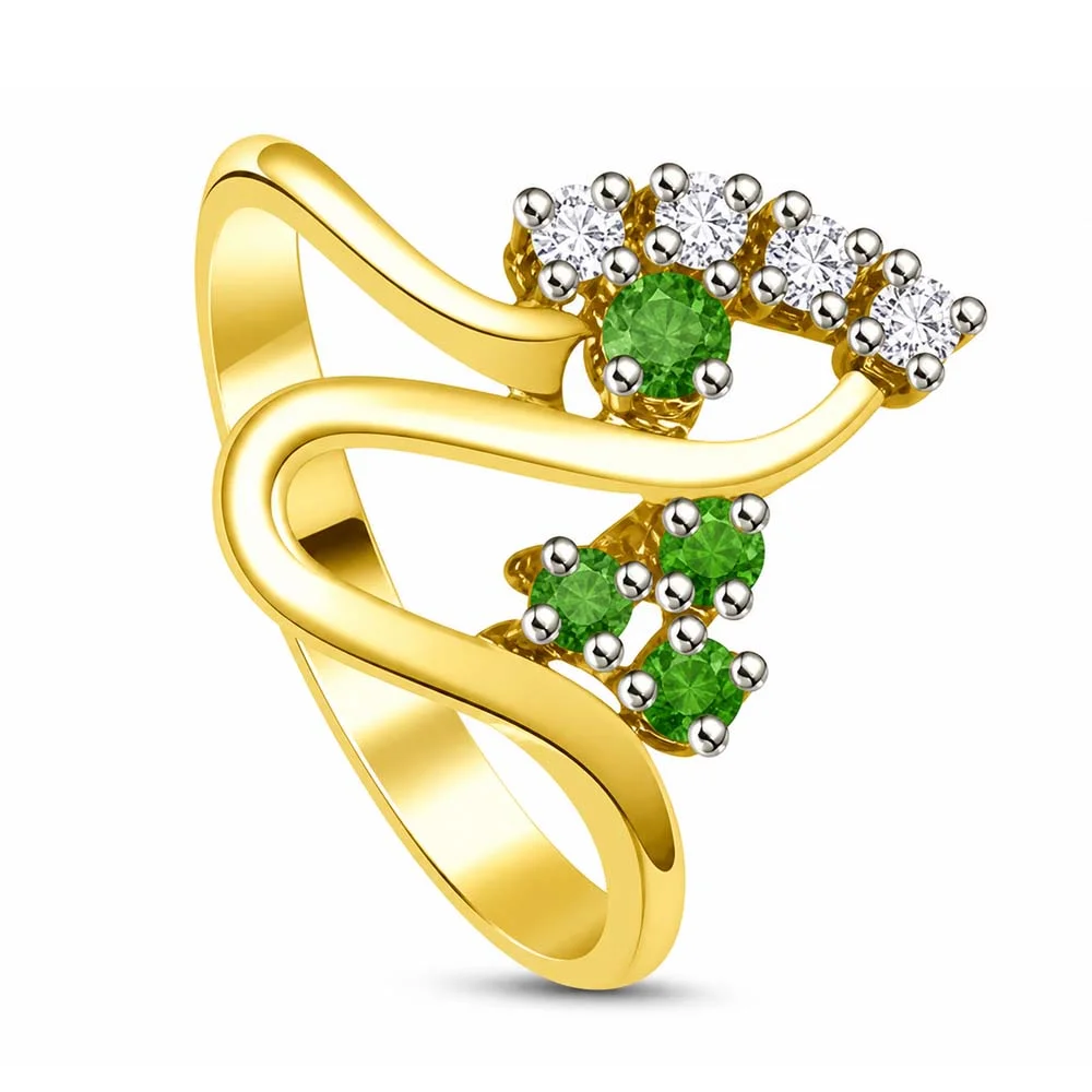 0.20cts Real Diamond & Emerald Ring (SDR1430)
