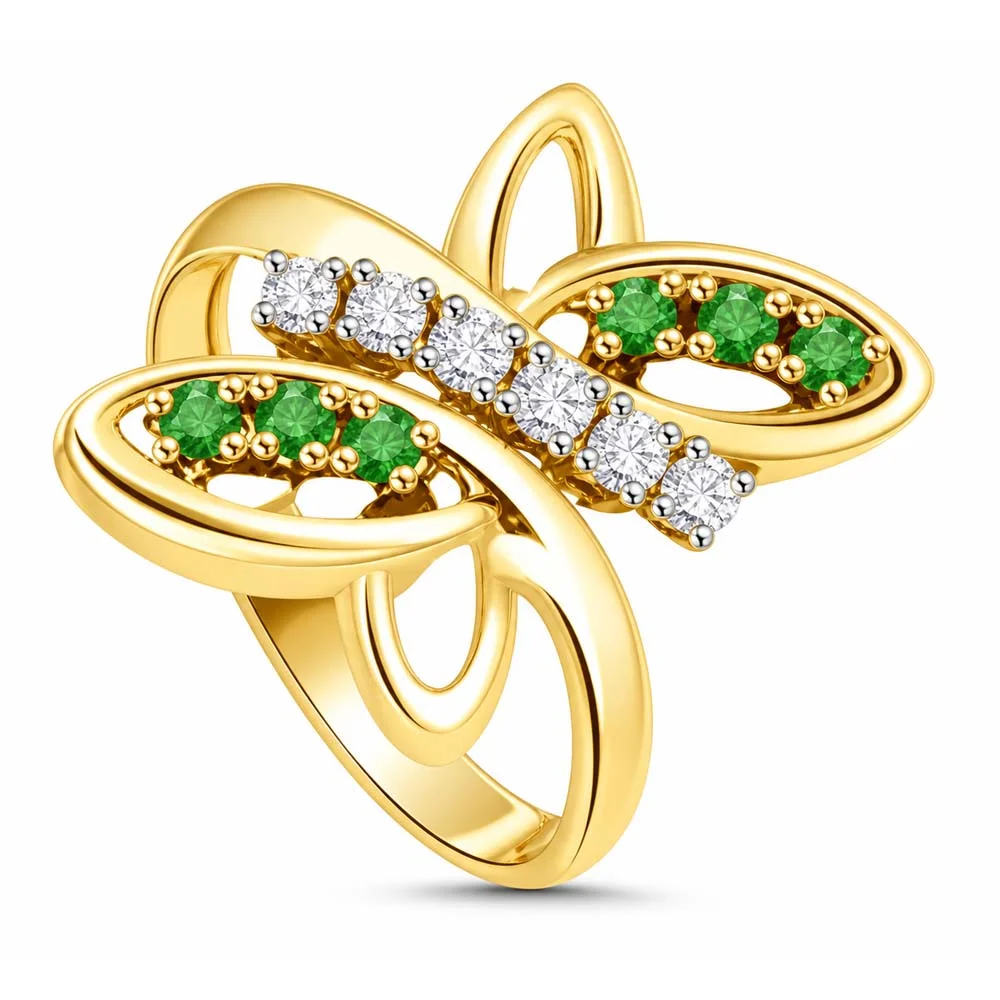 0.48cts Real Diamond & Emerald Ring (SDR1436)