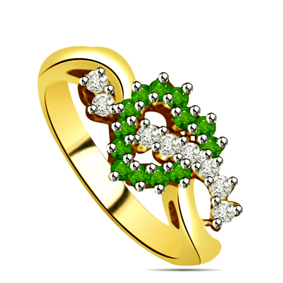 0.64cts Heart Shaped Real Diamond & Emerald Ring (SDR1475)