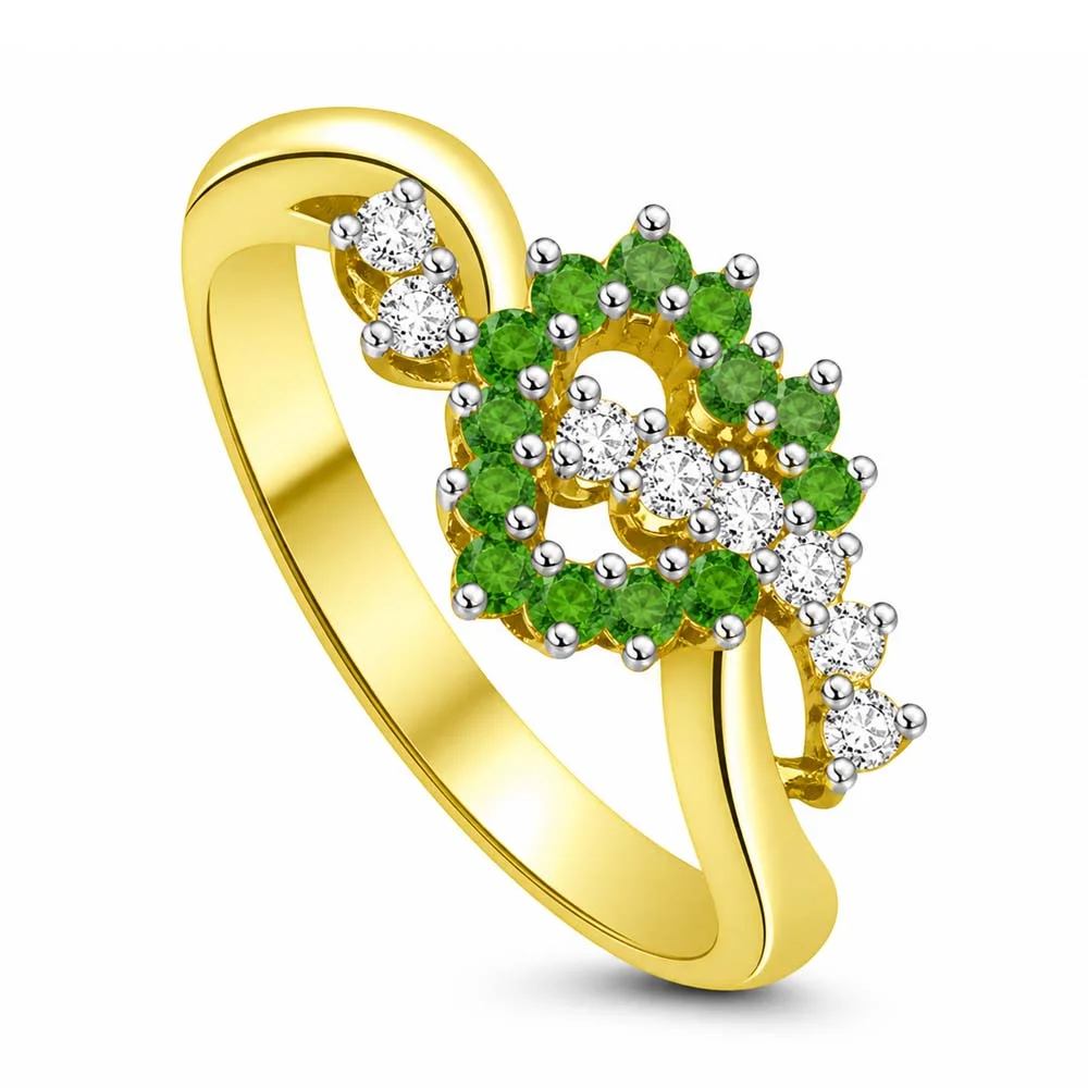 0.64cts Heart Shaped Real Diamond & Emerald Ring (SDR1475)