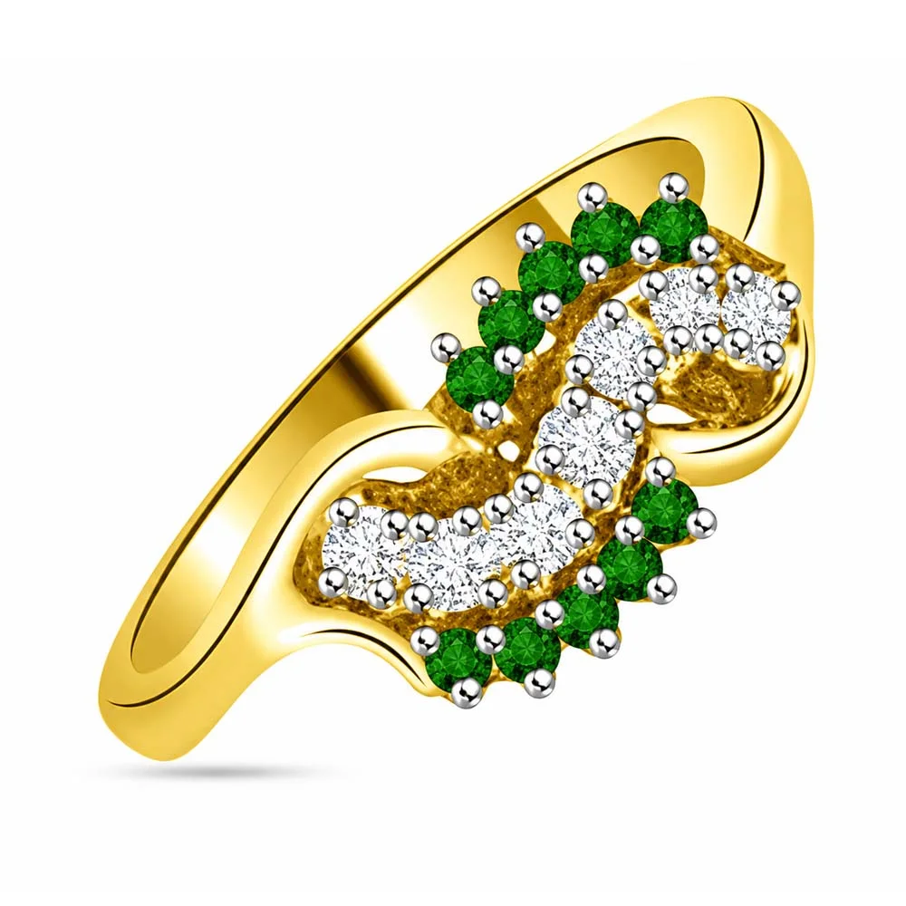 0.65cts Real Diamond & Emerald Ring (SDR1479)