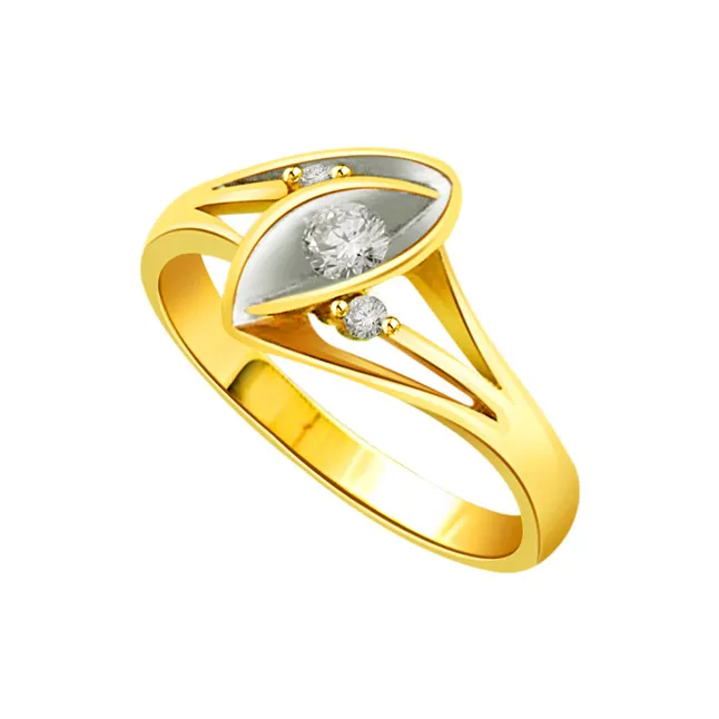 0.10cts 3 Real Diamond Two Tone Ring (SDR1589)