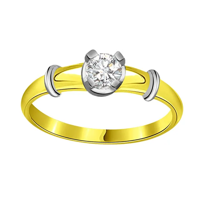 0.15cts Real Diamond Solitaire Two Tone 18K Engagement Ring (SDR1613)