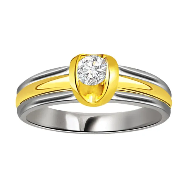 Real Diamond Two Tone Solitaire 18kt Ring (SDR1627)