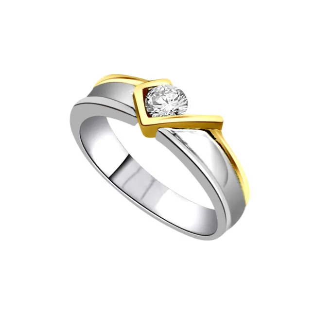 Fancy Solitaire Real Diamond Two Tone Ring (SDR1644)