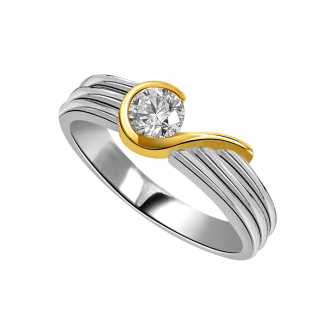 Trendy Solitaire Real Diamond Two Tone Ring (SDR1646)