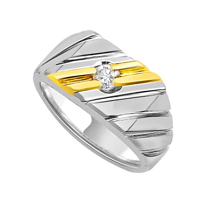 0.05 cts Two Tone Solitaire Mens Diamond rings -Two Tone Solitaire