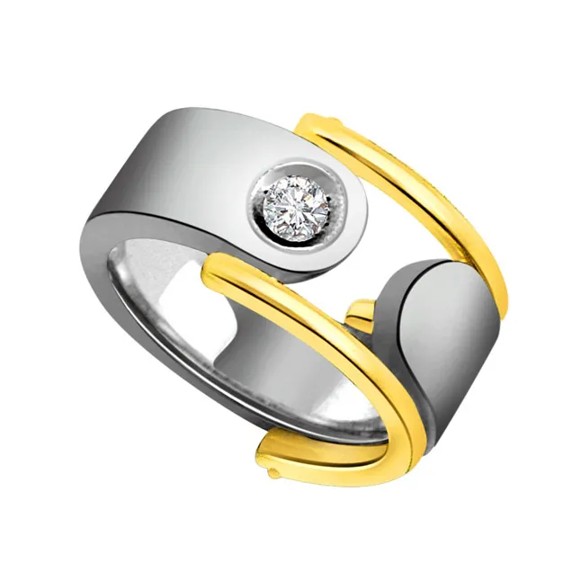 Two Tone Solitaire Men's Real Diamond Ring (SDR1650)