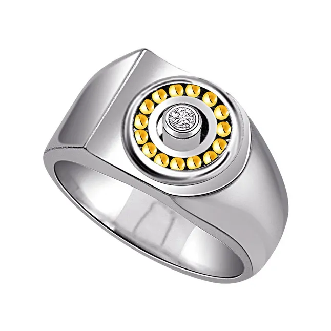 0.04 ct Diamond Solitaire Two Tone 18K Mens rings -Two Tone Solitaire