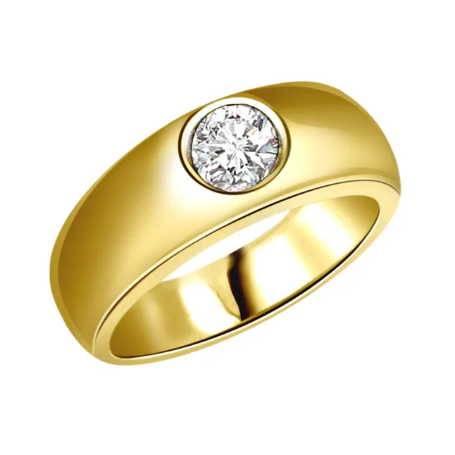 0.12 cts Solitaire 18K Gold Mens Diamond rings -Solitaire rings
