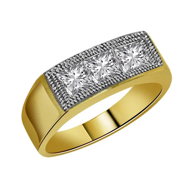 0.21cts 3 Real Diamond 18K Men's Ring (SDR1660)