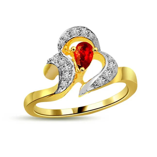 0.20cts Real Diamond & Ruby Two Tone 18K Ring (SDR1673)