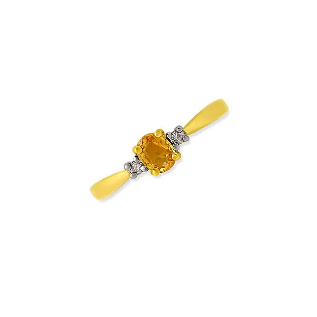 Sunshine Sparkle Classy Real Diamond & Yellow Topaz Ring (SDR186)