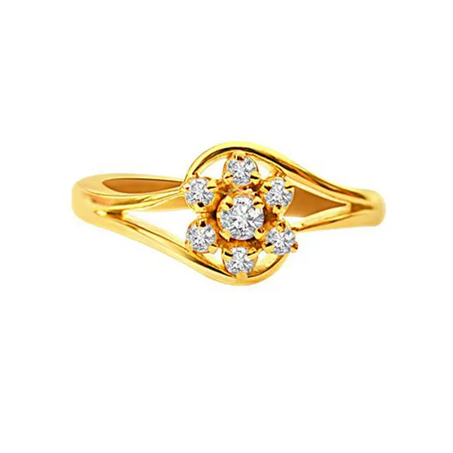 Wonderful Love Real Diamond  Flower Shaped Ring (SDR22)