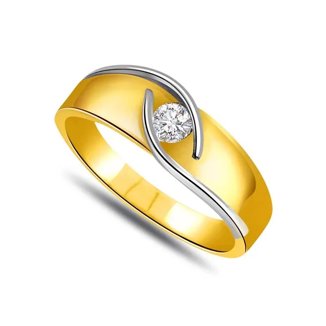 Queen's Glow 0.20cts Real Diamond Two-tone Sol Ring (SDR278)