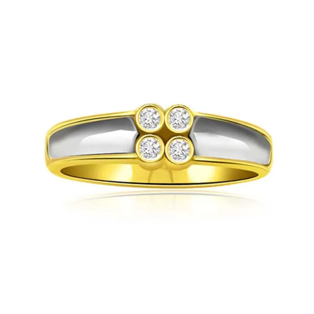 Bond of Diamonds Trendy 0.12cts Two Tone Real Diamond Ring (SDR310)