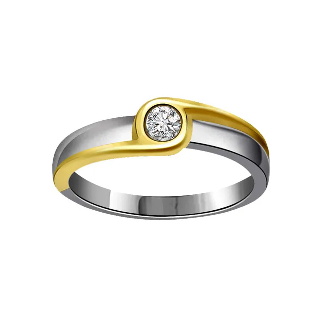 0.11cts Real Diamond Two Tone  Solitaire Ring (SDR363)
