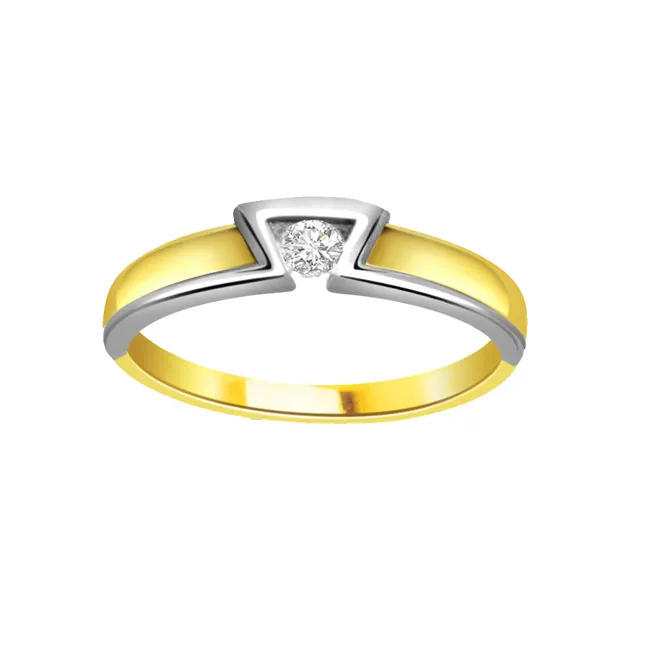 0.10 ct Diamond Two Tone Solitaire rings SDR365