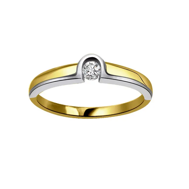 0.10 ct Diamond Two Tone Solitaire rings SDR368