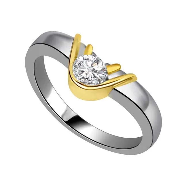 1.00 ct Diamond Two Tone Solitaire rings SDR417