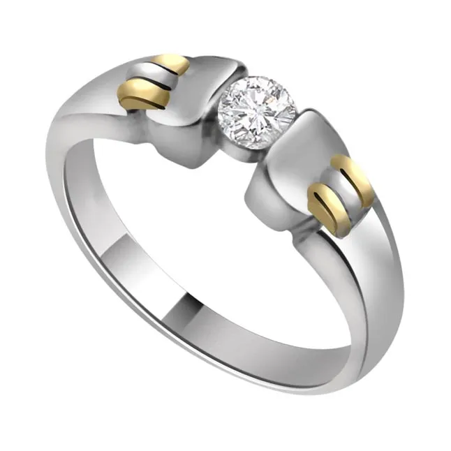 0.10cts Real Diamond Two-Tone Solitaire Ring (SDR423)