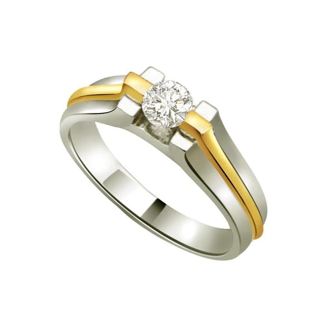 0.10cts Real Diamond Solitaire Two Tone 18kt Gold Ring (SDR431)