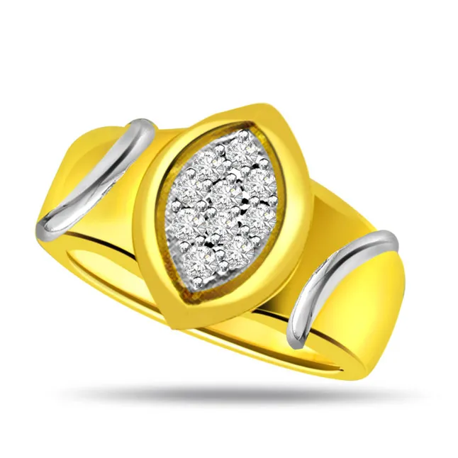 Two-Tone Real Diamond Gold Ring Set in 18kt Gold (SDR498)